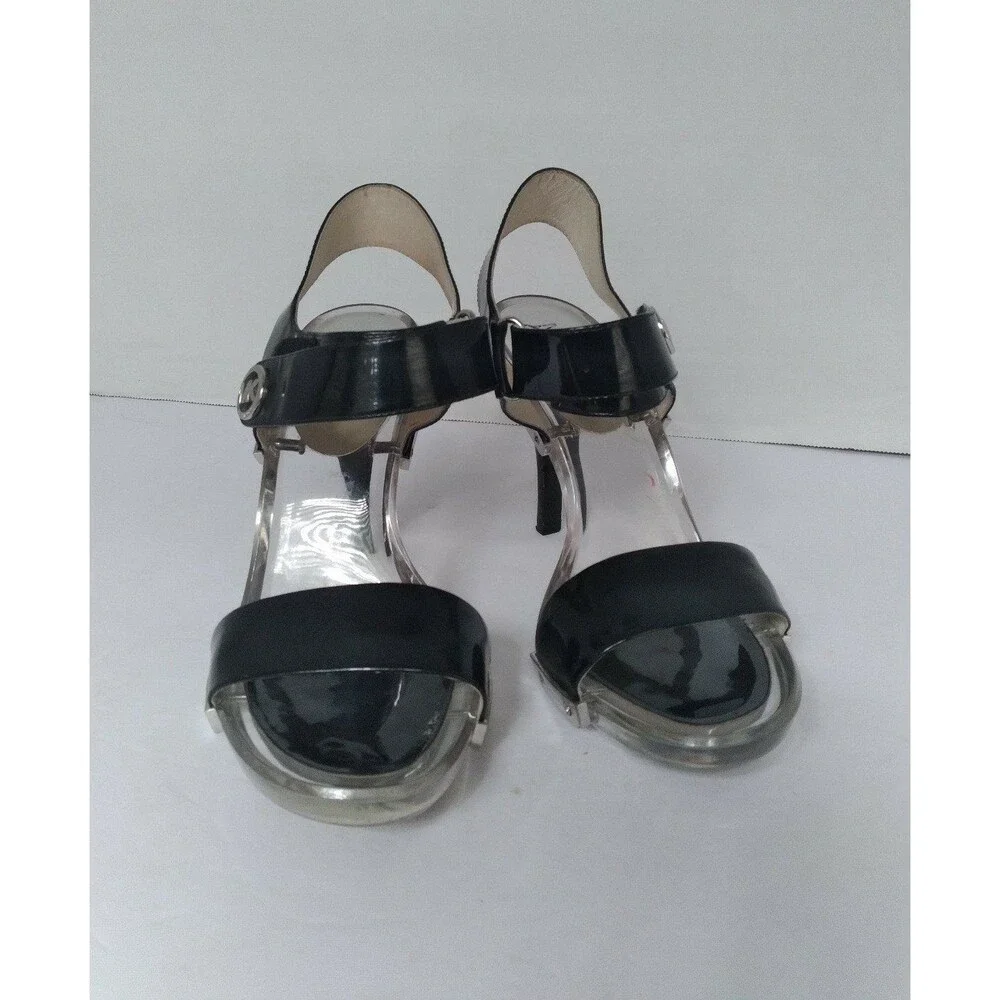 Michael Kors Black‎ Patent Leather Heels Lucite Platform Sandals